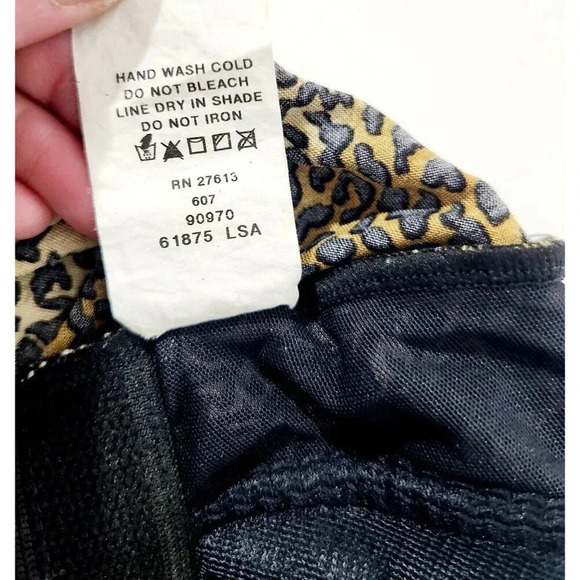 Slim Allure Womens Vintage Lepord Print/Sheer Swimsuit Size 18W Black - Picture 6 of 6